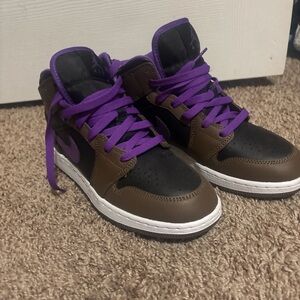 Kids Sneakers with Purple and Brown Accents
